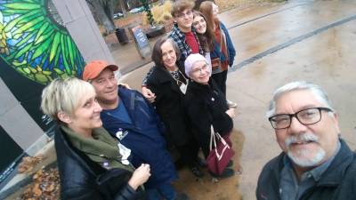 Group at museum during holidays